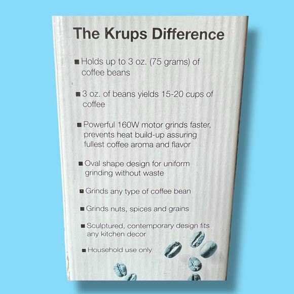 Vintage New Krups Black F203 Fast Touch Coffee Mill Grinder 160 Watts - Picture 9 of 11